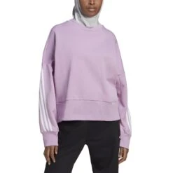 Dames Sweatshirt Met Kraag Adidas ALL SZN 13 Dames Sweatshirt Met Kraag Adidas ALL SZN -Dames Sportkleding Winkel adidas hk0515 4 apparel on model front view white