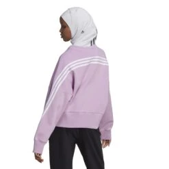 Dames Sweatshirt Met Kraag Adidas ALL SZN 14 Dames Sweatshirt Met Kraag Adidas ALL SZN -Dames Sportkleding Winkel adidas hk0515 5 apparel on model back view white