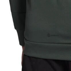 Geribbelde Hoodie Adidas Aeroready -Dames Sportkleding Winkel adidas hk4462 8 apparel on model detail view 1 white