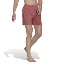 Effen Korte Zwemshorts Adidas -Dames Sportkleding Winkel adidas ht2163 5 apparel on model walking view white