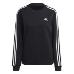 Fleecesweatshirt Voor Dames Adidas Essentials 3-Stripes -Dames Sportkleding Winkel adidas hz5744 2 apparel photography front center view white