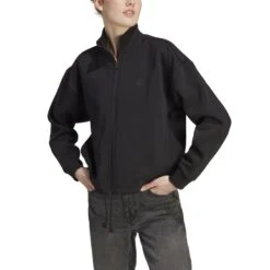 Dames Fleece Trainingsjas Adidas All Szn -Dames Sportkleding Winkel adidas hz5755 4 apparel on model front view white