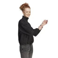 Dames Fleece Trainingsjas Adidas All Szn -Dames Sportkleding Winkel adidas hz5755 6 apparel on model walking view white