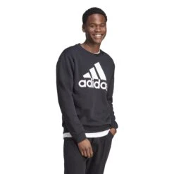 Fleece Trui Adidas Essentials Big Logo -Dames Sportkleding Winkel adidas ib3995 6 apparel on model walking view white