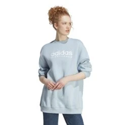 Grafisch Fleece Sweatshirt Voor Dames Adidas AllL SZN -Dames Sportkleding Winkel adidas il3248 3 apparel on model standard view white