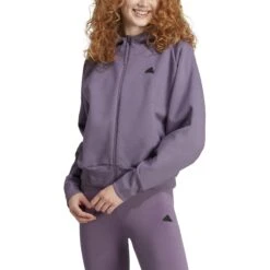 Capuchon Met Rits Voor Dames Adidas Z.N.E. -Dames Sportkleding Winkel adidas in5132 4 apparel on model front view white
