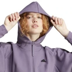 Capuchon Met Rits Voor Dames Adidas Z.N.E. -Dames Sportkleding Winkel adidas in5132 8 apparel on model detail view 2 white