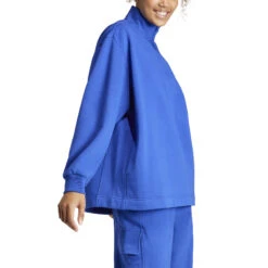 Dames Fleece Sweatshirt Met 1/4 Rits Adidas All Szn -Dames Sportkleding Winkel adidas iw1246 4 apparel on model front view white