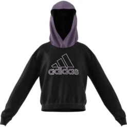 Korte Sweater Met Kap Voor Meisjes Adidas Glam -Dames Sportkleding Winkel hn1028 2 apparel 3d20 20rendering front20view white