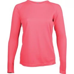 Dames-T-shirt Met Lange Mouwen, Lichtgewicht Proact Sport 7 Dames-T-shirt Met Lange Mouwen, Lichtgewicht Proact Sport -Dames Sportkleding Winkel ps pa444 fluorescentpink